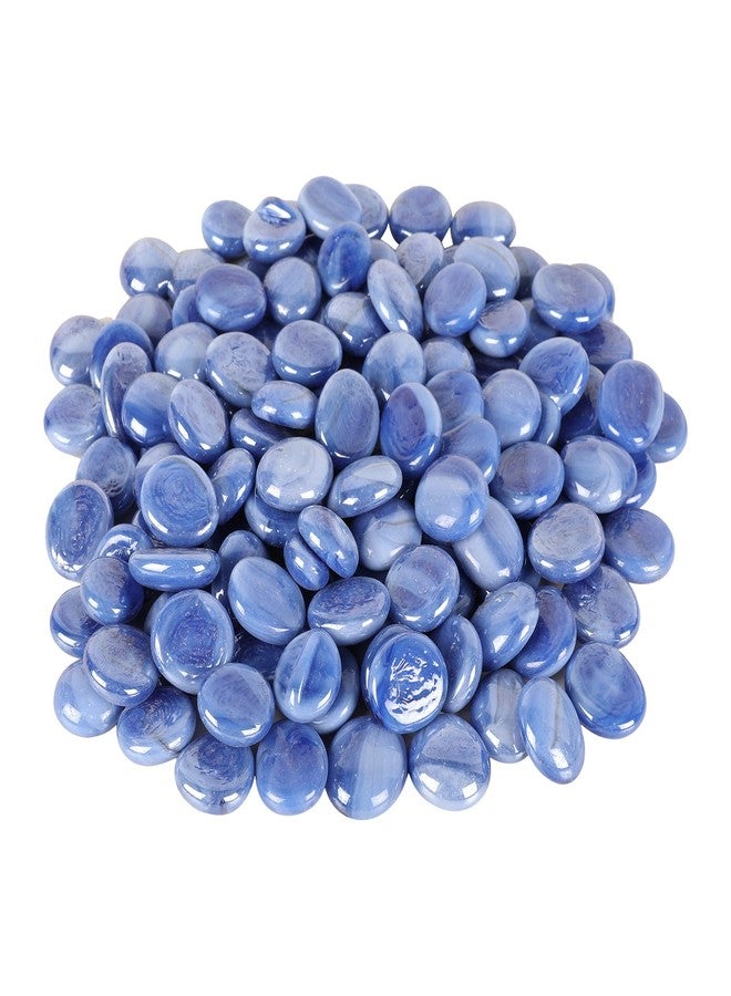 Ercole® Decorative Shiny Glossy Round Flower Glass Pebbles Kancha Stones for Vase Fillers Plant Pots Home Table Garden Fountain & Outdoor Decoration (Silk Blue, 4 Kg) - Image 1